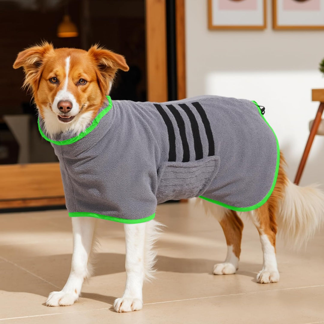 HezzLuv Bademantel für Hunde, Hundebademantel aus Mikrofaser für Mittlere Und Grosse Hunde Grau Bade