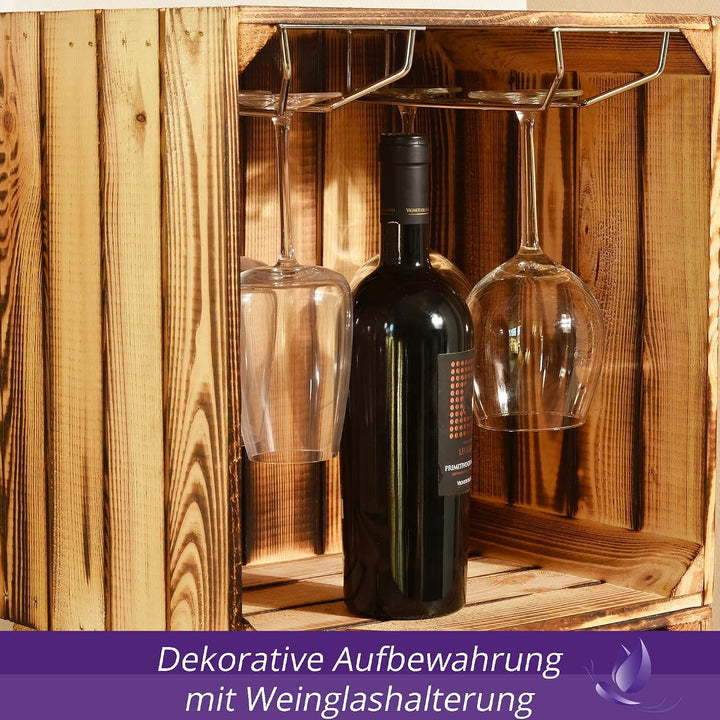 Weinregal Wino Set aus Holz - Geflammt Komboset