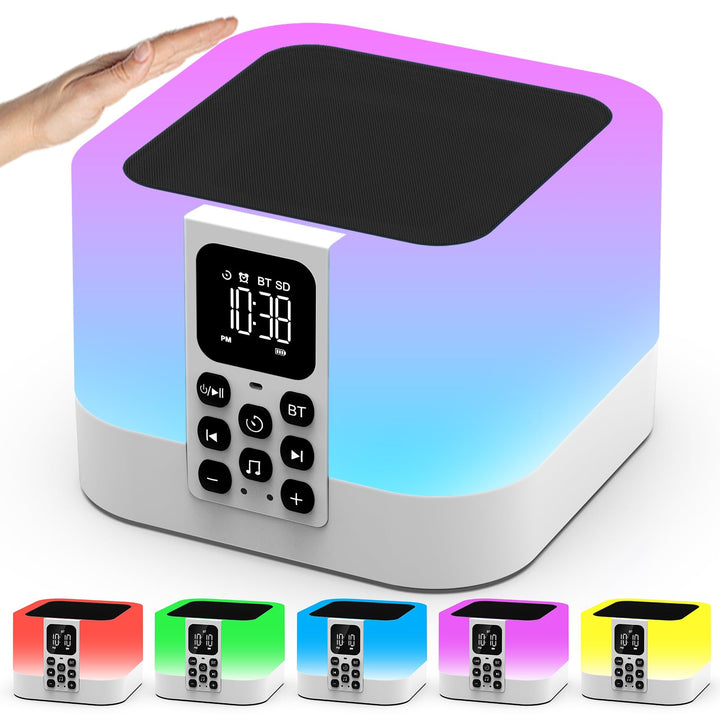 Bluetooth Lautsprecher mit Nachttischlampe Touch Dimmbar, Wecker Digital, White Noise Machine Baby &