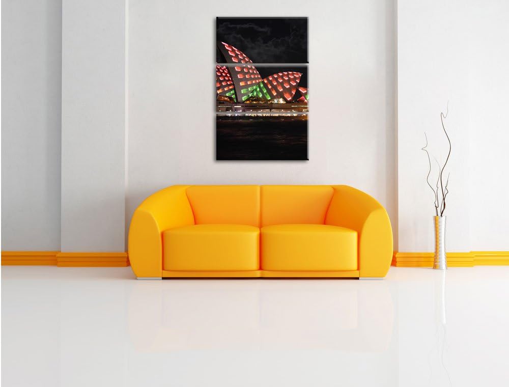 Pixxprint Sydney Opera House bei Nacht als Leinwandbild/Grösse: 3 Teilig (120x80) cm/Wandbild/Kunstd