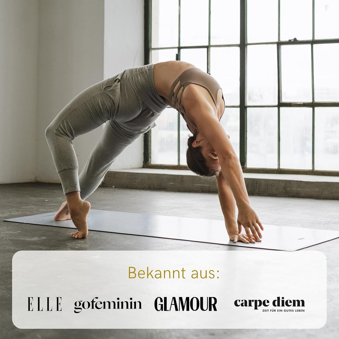 LOTUSCRAFTS® Yogamatte rutschfest, aus Naturkautschuk, universell einsetzbar als Yoga Matte, Sportma