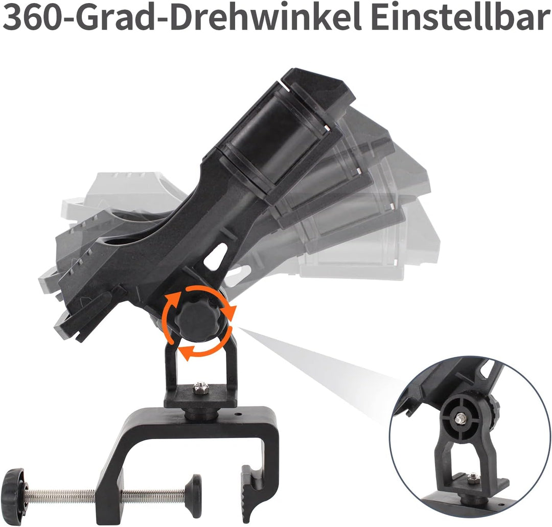 Rutenhalter Doppelpack, Fischerboot/Boot Ruten-Halter 360 Grad Verstellbarer grosser Klemmöffnung, A