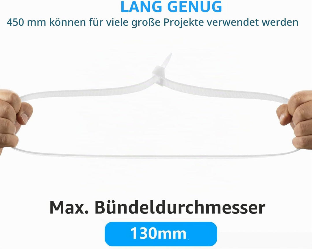 Armpow 450mm x 9mm Kabelbinder Set - 100 Stück, Braun, Breit, 80KG Zugfestigkeit, UV-Beständig, Lang