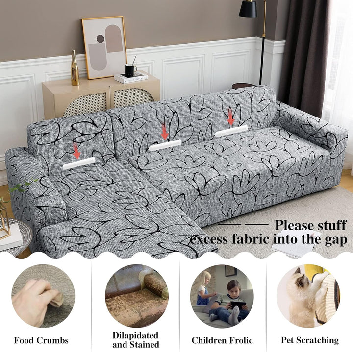 Jaotto Sofa Überwürfe Sofabezug Elastische Spandex Stretch Sofabezüge Couchbezug für L-Form Sofa Uni