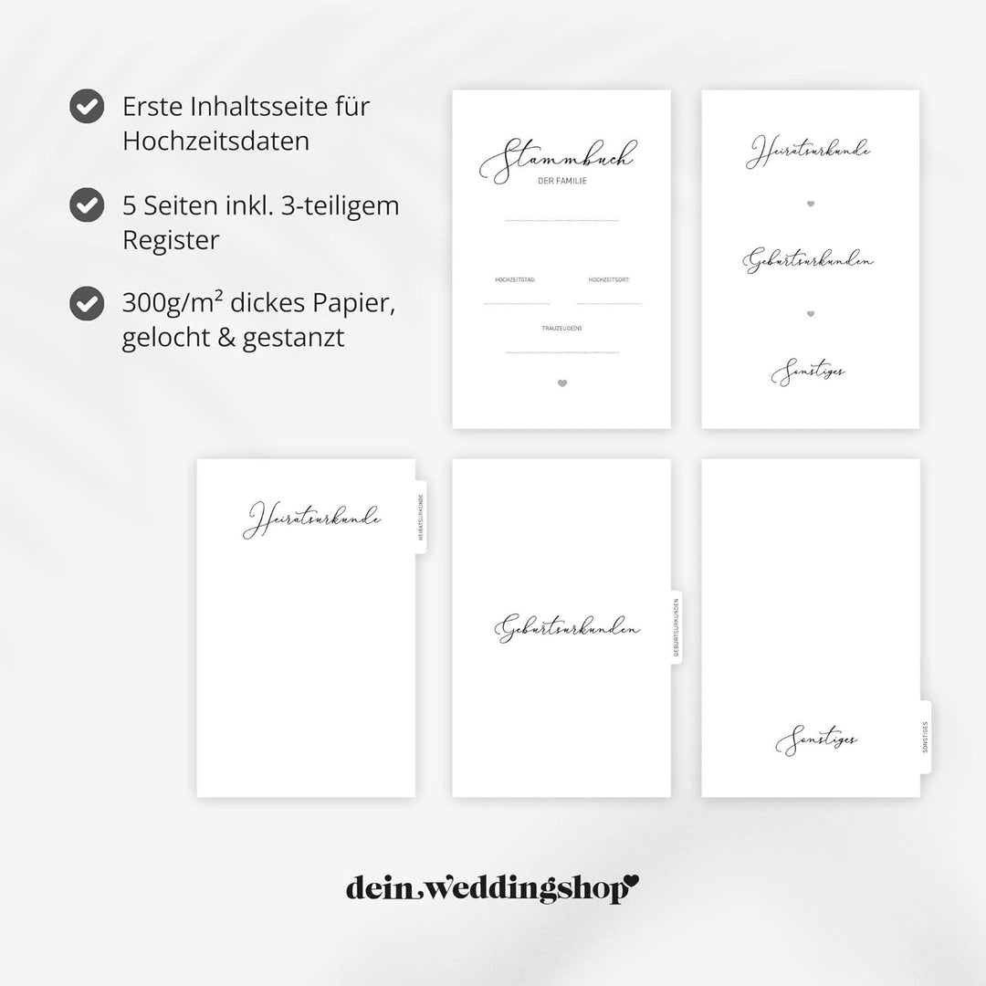 Stammbuch der Familie - Familienstammbuch Hochzeit Standesamt - Deluxe Serie - Hardcover DIN A4 (Bei