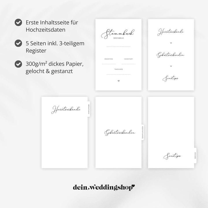 Stammbuch der Familie - Familienstammbuch Hochzeit Standesamt - Deluxe Serie - Hardcover DIN A4 (Bei