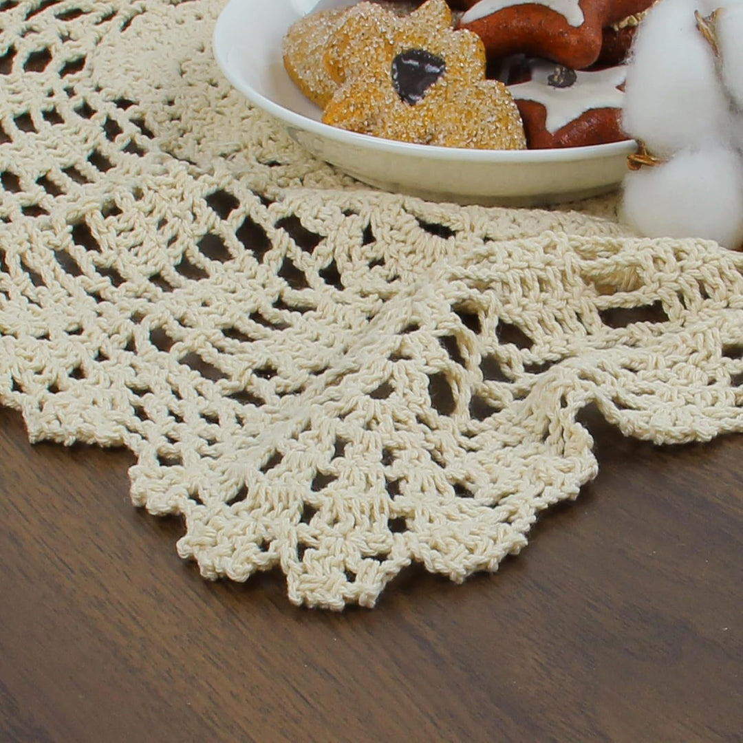 kilofly Handgemachte Häkelarbeit-Baumwollspitze Tischset Deckchen [Set von 4] Beige, Beige