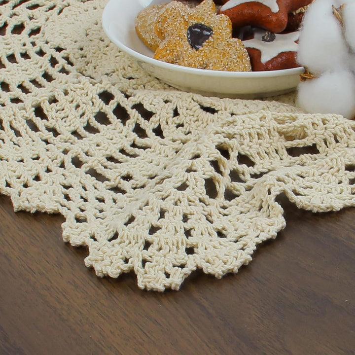 kilofly Handgemachte Häkelarbeit-Baumwollspitze Tischset Deckchen [Set von 4] Beige, Beige