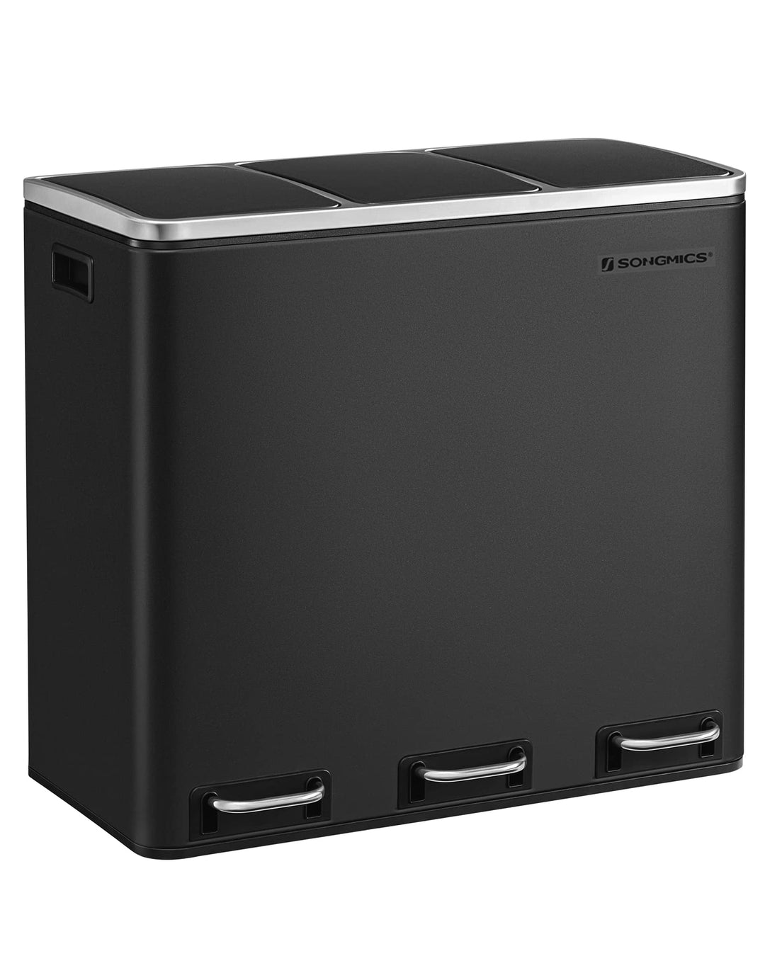 SONGMICS Mülleimer Küche, Mülltrennsystem, 3 x 18 L, Treteimer mit 3 Fächern, Abfalleimer, Softclose