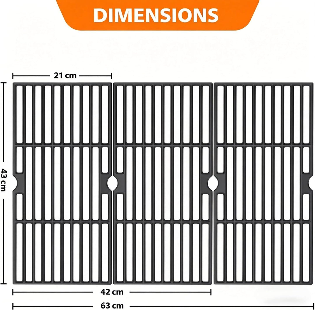 GRISUN Grillroste für Charbroil Advantage 4 Brenner 463344116 463343015 463344015, Gas2coal 46334051