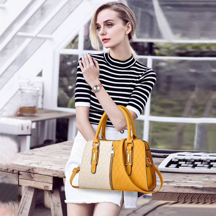 NICOLE &amp; DORIS Schultertasche Damen Mode PU Leder Schick Shopper Handtasche Umhängetasche Tote Handt