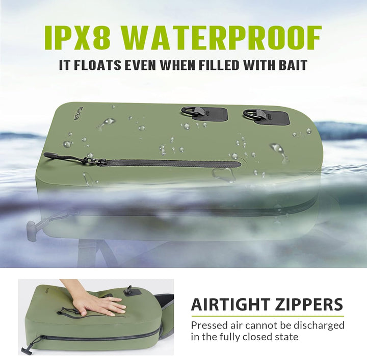 THKFISH Angelrucksack Wasserdicht IPX8, 9L Angel Tasche für Angeln mit Luftdichtem Reissverschluss,f