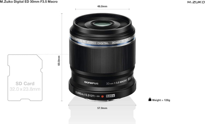 Olympus M. Zuiko Digital ED 30mm F3.5 Macro-Objektiv, geeignet für alle MFT-Kameras (Olympus OM-D &
