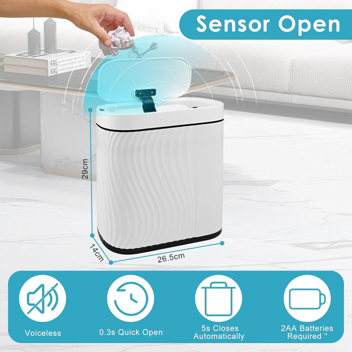 Badezimmer Mülleimer mit Deckel 8L Sensor Mülleimer, Wasserdichter Mülleimer Smart Mülleimer mit Sof