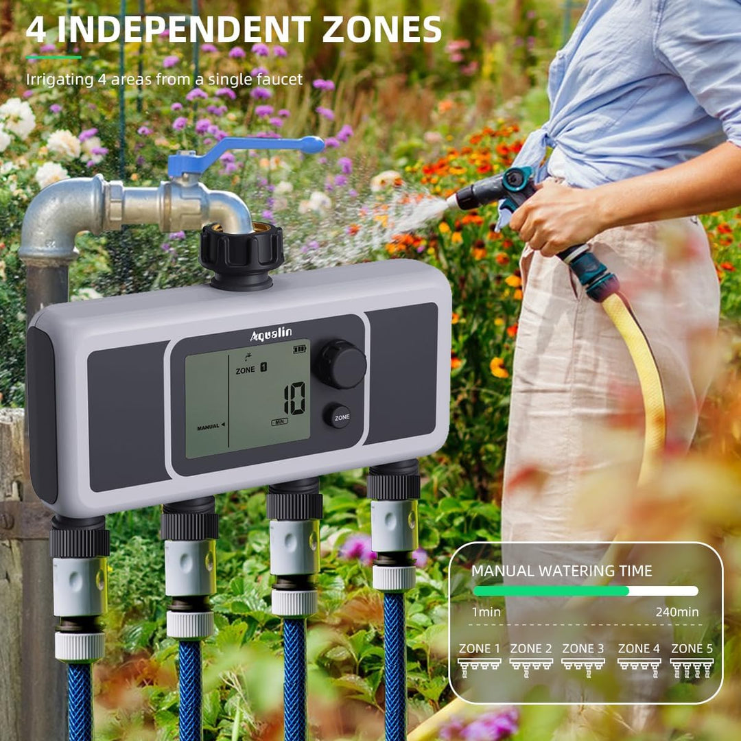 4-Auslass-Wasser-Timer, automatischer Bewässerungsschlauch-Sprinkler-Timer, 4-Zonen-programmierbare