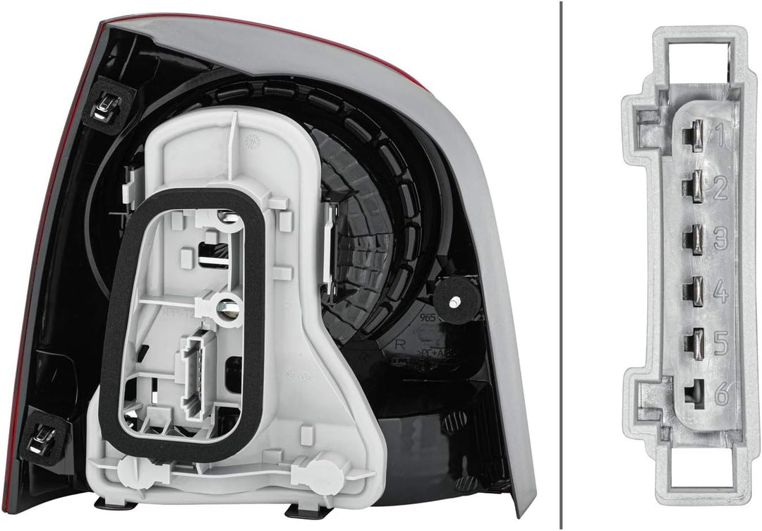 HELLA 2VP 965 303-081 Heckleuchte - Glühlampe - glasklar/rot - rechts - für u.a. VW Polo (9N_), Rech