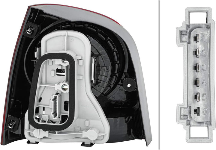 HELLA 2VP 965 303-081 Heckleuchte - Glühlampe - glasklar/rot - rechts - für u.a. VW Polo (9N_), Rech