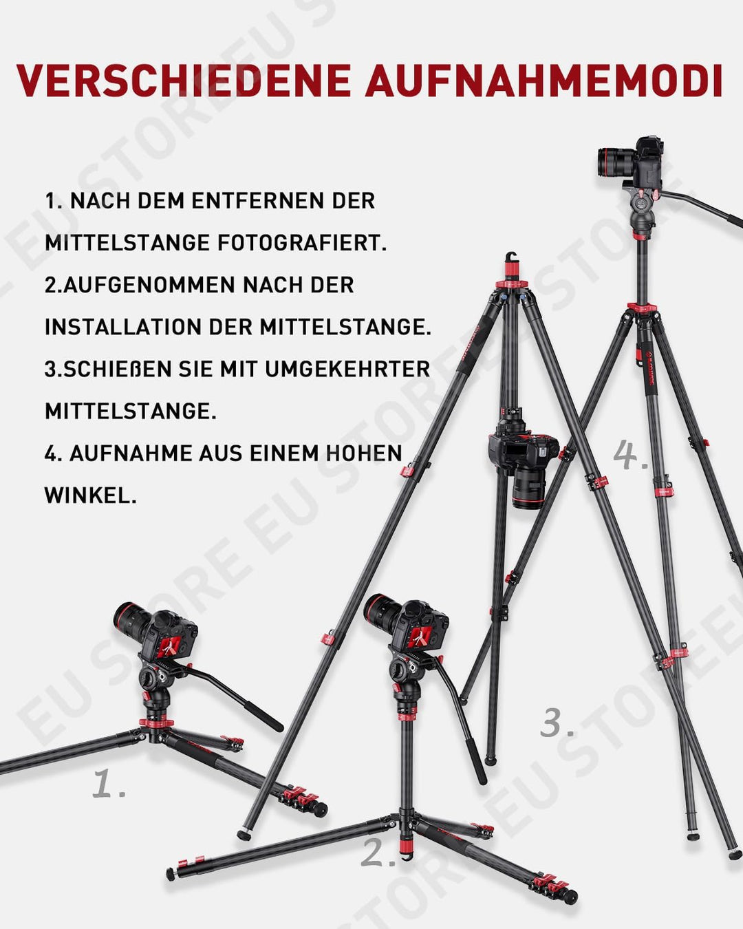IFOOTAGE Gazelle Stativ TC6S Uprise + Komodo K5S,65"/165 cm Kohlefaser Kamerastativ mit Fluidkopf au