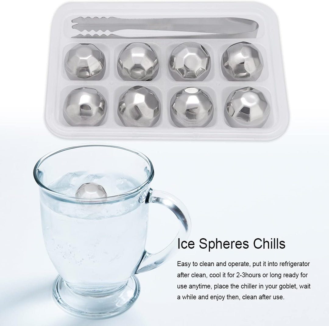 Edelstahl-Eiskugeln, wiederverwendbare Edelstahl-Whisky-Eiskugeln, Metall-Eiskugelwürfel, Getränkekü