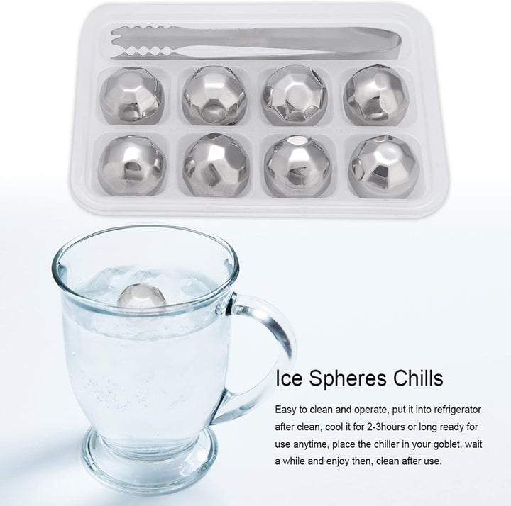 Edelstahl-Eiskugeln, wiederverwendbare Edelstahl-Whisky-Eiskugeln, Metall-Eiskugelwürfel, Getränkekü