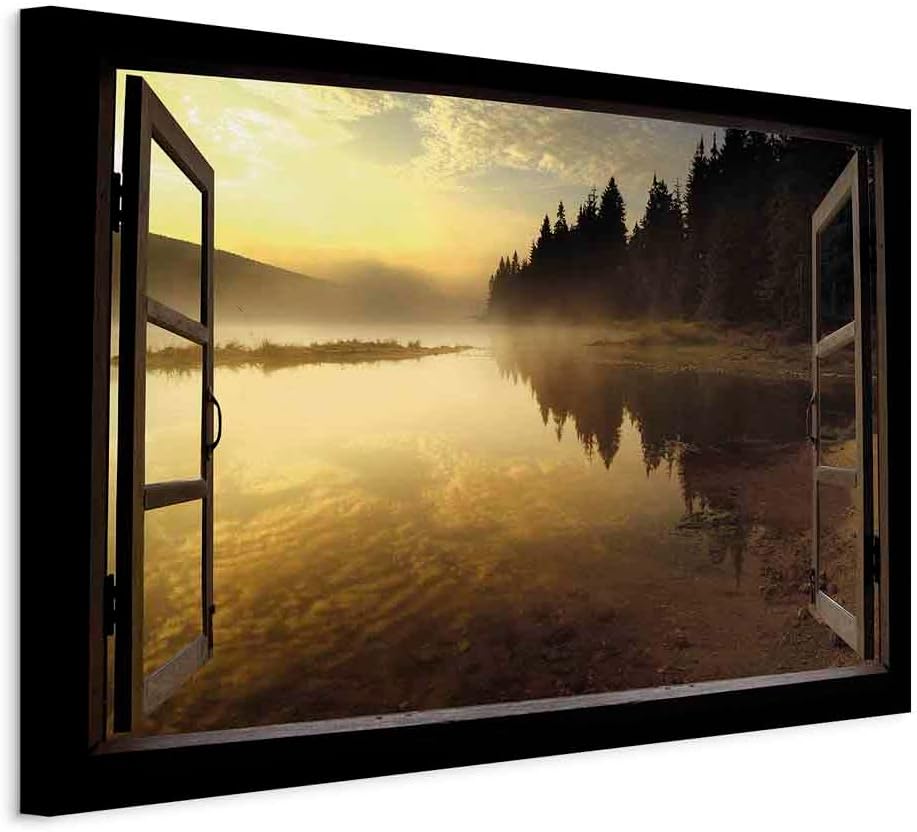 murando - Bilder Fensterblick 90x60 cm Vlies Leinwandbild 1 tlg Kunstdruck modern Wandbilder XXL Wan