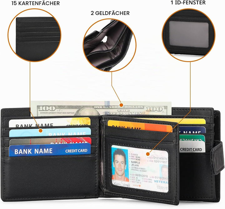 GAEKEAO Geldbörsen Herren Geldbeutel Portmonee mit Münzfach &amp; RFID Schutz Wallet, Kartenetui Karten