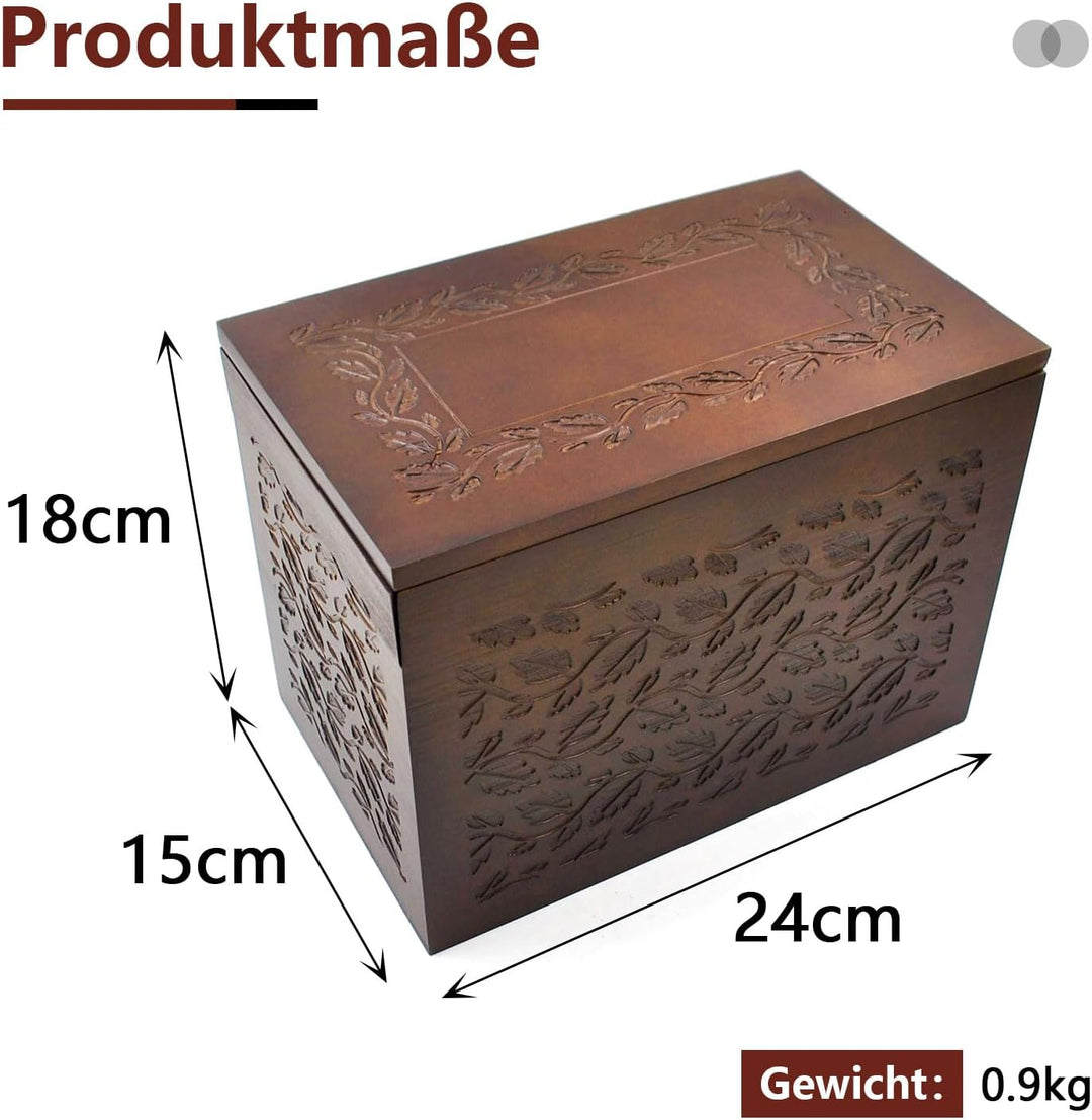 Urne für Menschenasche Erwachsene, Bestattungsurne aus Holz mit Lebensbaum, Trauerurne für Damen und