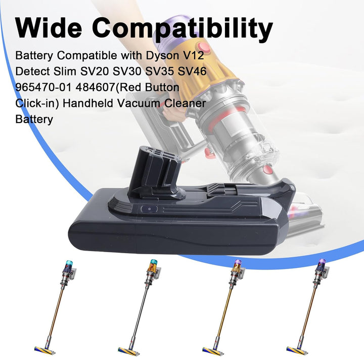 25,2 V 3900 mAh Dyson V12, Li-Ionen-Ersatzakku, kompatibel mit Dyson V12 Detect Slim SV20 SV30 SV35