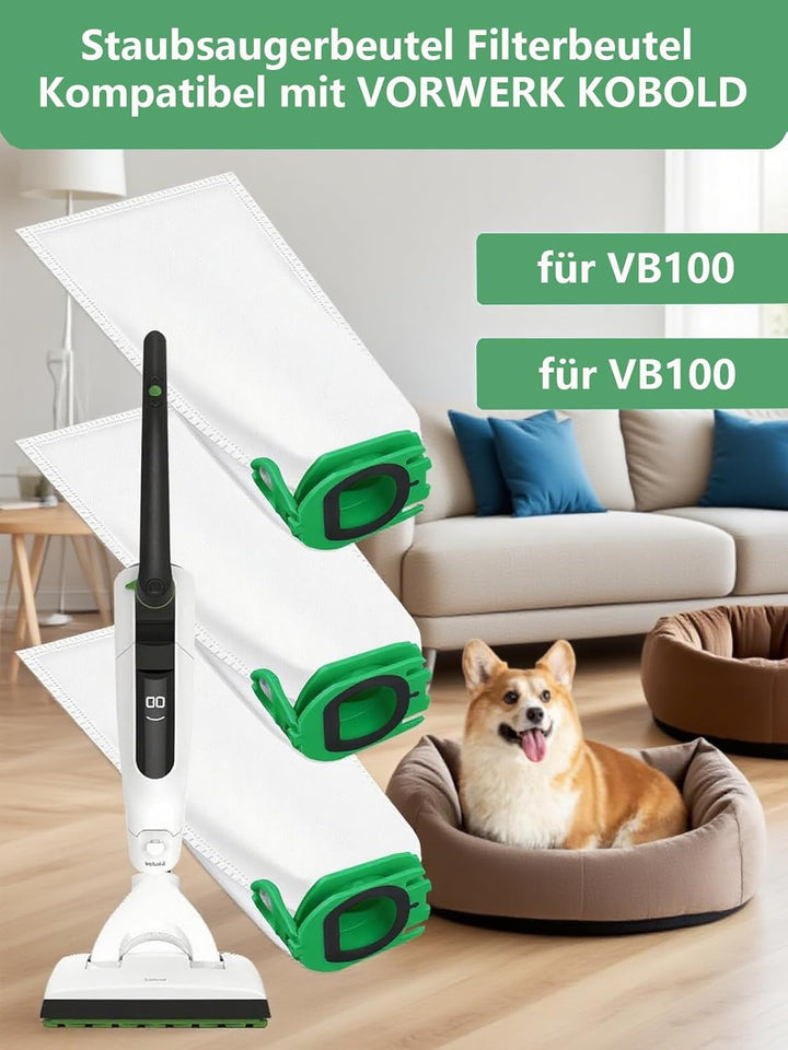 XIANGBIN 12 Stück Staubsaugerbeutel für Vorwerk Kobold VB100 Filtertüten Ersatz Beutel Zubehör Staub