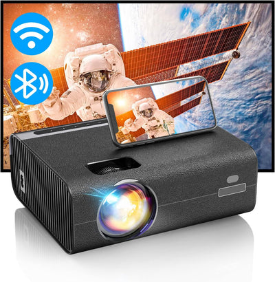 YCLZY Beamer Bluetooth mit Leinwand, Full HD 1080P WiFi Projektor, 9000 Lumen Outdoor LED Projector,