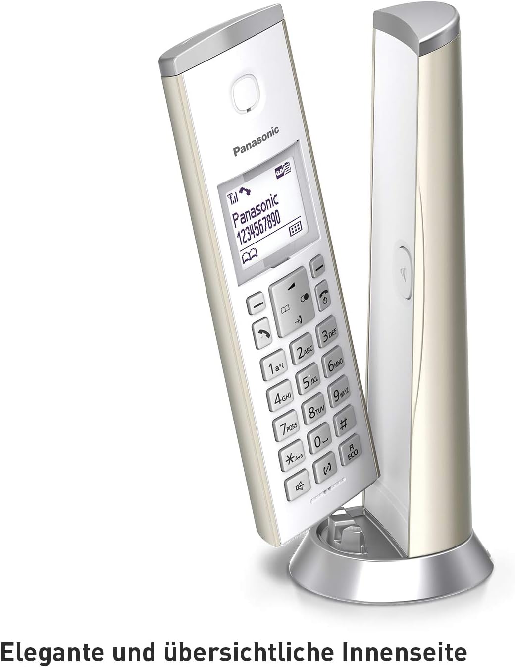 Panasonic KX-TGK220GN Design-Telefon mit Anrufbeantworter (Wecker, Haustelefon (schnurlos), HD-Telef