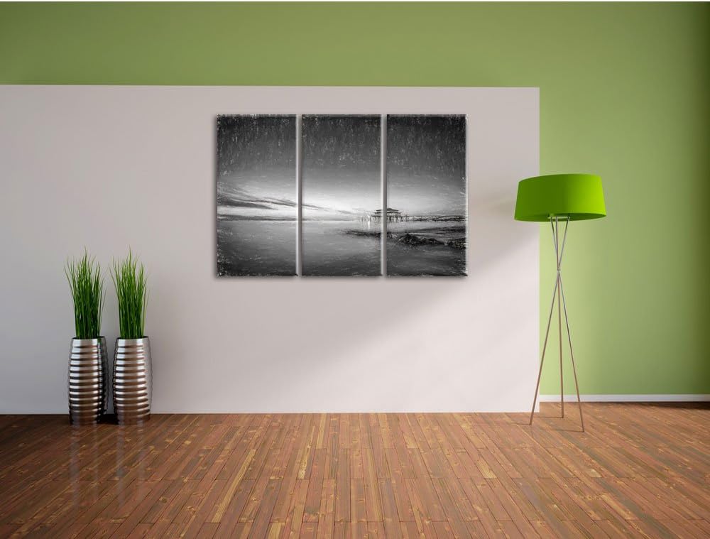 Pixxprint Timmendorfer Strand als Leinwandbild/Grösse: 3 Teilig (120x80) cm/Wandbild/Kunstdruck/fert