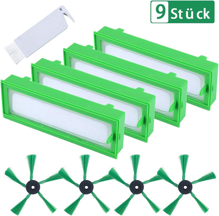 9 Stück Zubehör für Vorwerk Kobold VR200 VR300 Saugroboter - Ersatzteile 4 HEPA Allergiefilter, 4 Se
