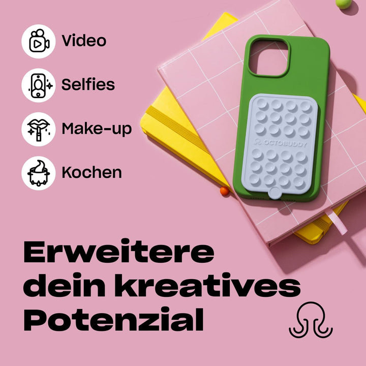 OCTOBUDDY Double - doppelseitige Silikon-Saugnapf Halterung fürs Handy - freihändige Saugnapfhalteru