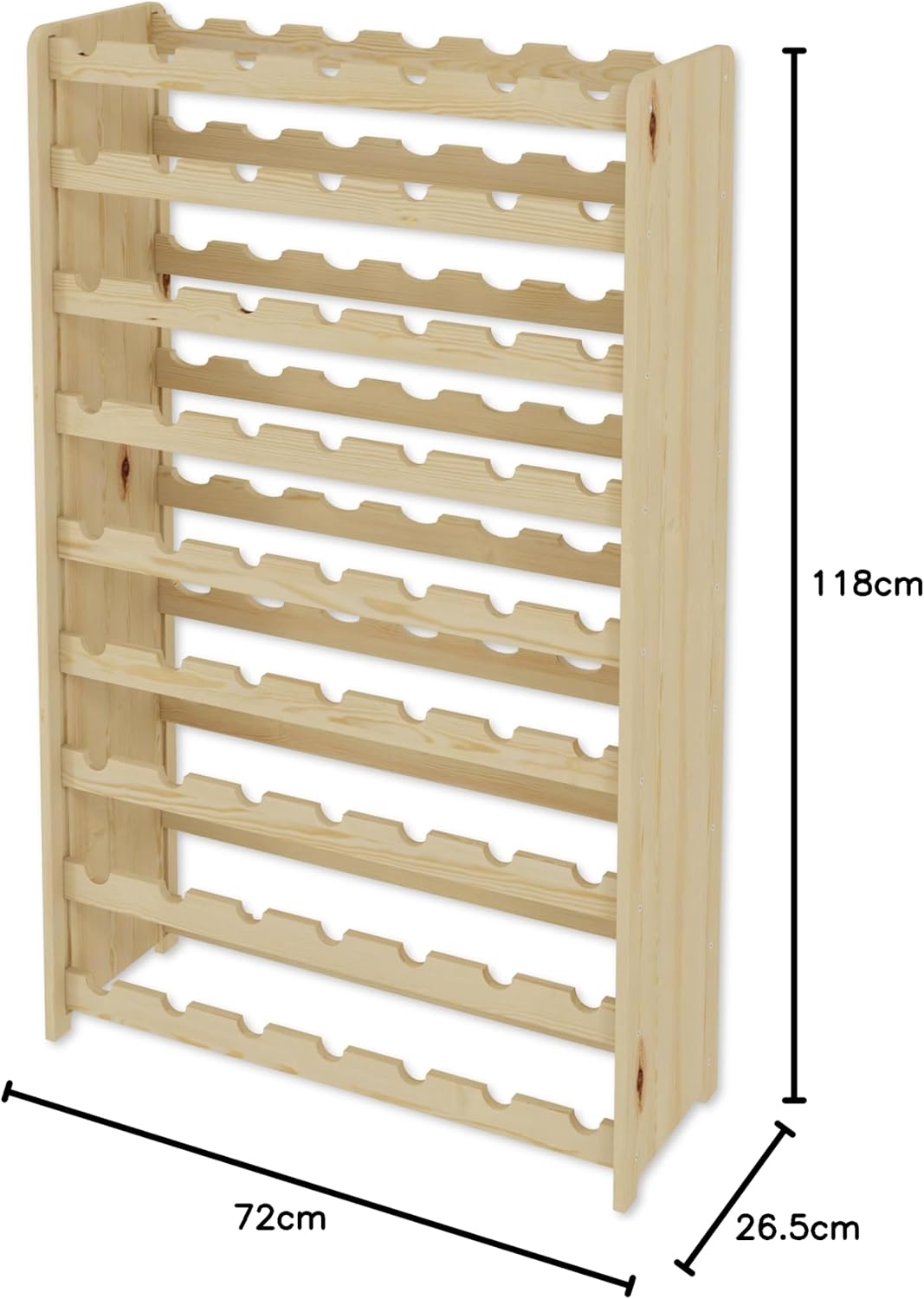 Lenmar, Wählen Sie Ihre Farbe, RW-3-63, Weinregal aus Holz, 118 x 72 x 26,5 cm, für 63 Flaschen, 9 l