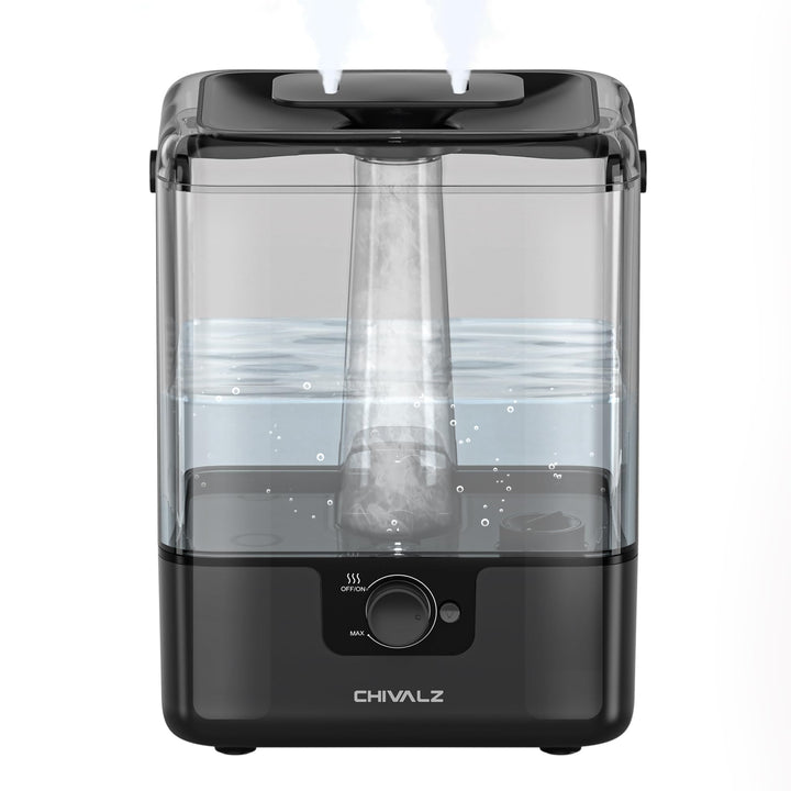 CHIVALZ Top Fill Humidifier for Large Rooms, 6 L, with Night Light, 360° Rotating Nozzle Humidifier,