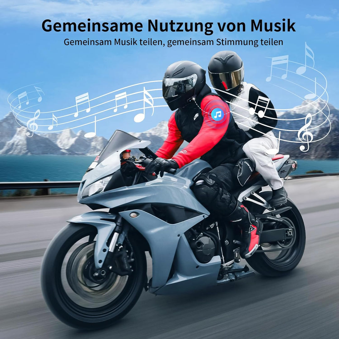 Fodsports FX8 AIR Motorrad Headset, Kommunikationssystem für bis zu 6 Motorräder mit 1500m Reichweit