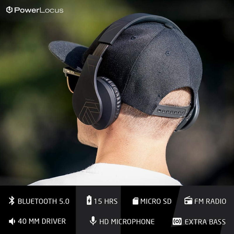 PowerLocus Bluetooth Over-Ear Kopfhörer, Kabellos Stereo Faltbare Kopfhörer Kabellose und Kabel-Kopf