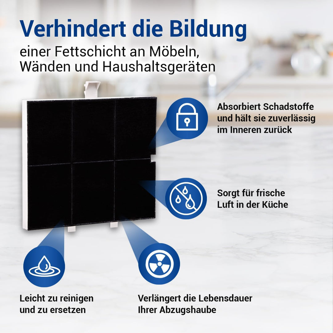 VIOKS Kohlefilter Dunstabzugshaube 255x225x23mm Ersatz für Balay 00361047 361047 FKS170BSH DHZ5136 L