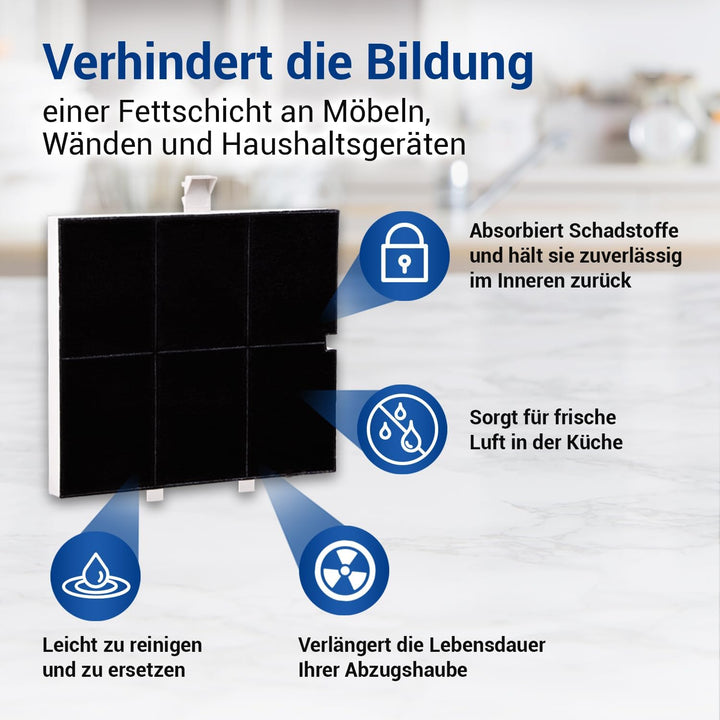 VIOKS Kohlefilter Dunstabzugshaube 255x225x23mm Ersatz für Balay 00361047 361047 FKS170BSH DHZ5136 L