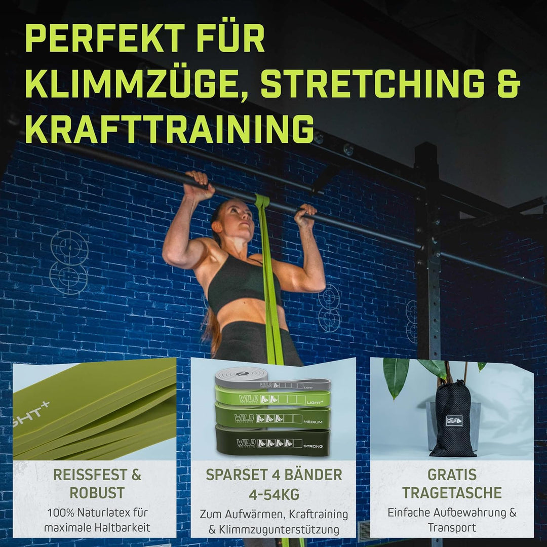 Wild Instincts® Premium Widerstandsbänder Krafttraining/Pull Up Band für Klimmzüge, Fitnessbänder Se