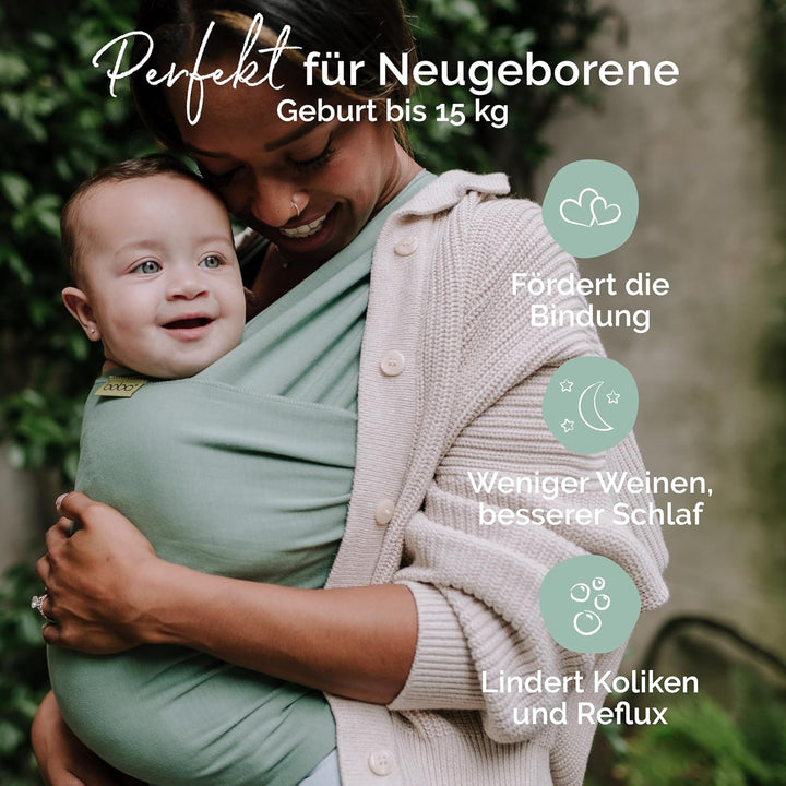 Boba Babytragetuch ab Geburt bis 15 kg - Kuschelweiches & Stützendes Baumwollfrottee, Tragetuch Baby