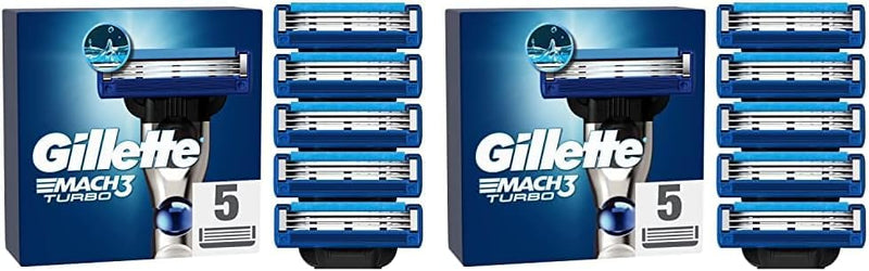 Gillette Mach3 Turbo Rasierklingen für Rasierer, 5 Ersatzklingen für Nassrasierer Herren mit 3-fach