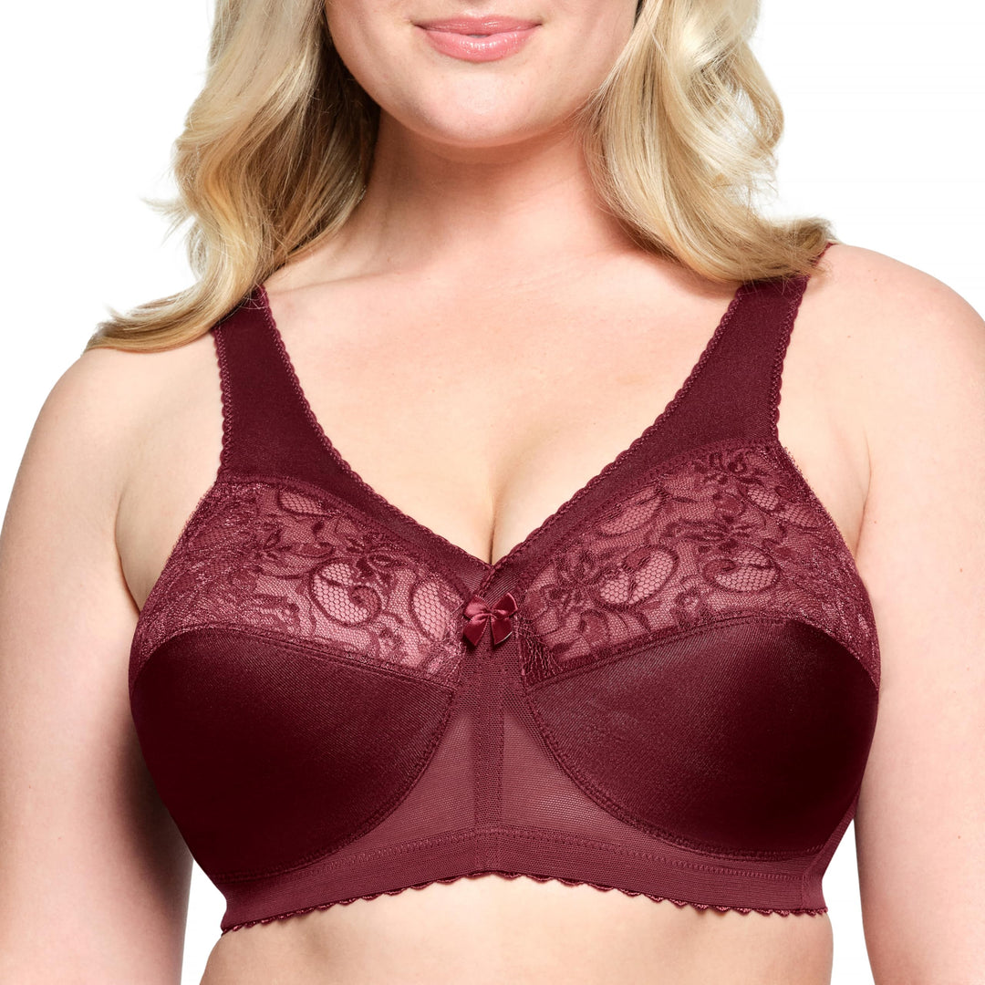 Glamorise Damen Bügelloser MagicLift-Stütz-BH für grosse Grössen Nr. 1000 80B Bordeaux, 80B Bordeaux