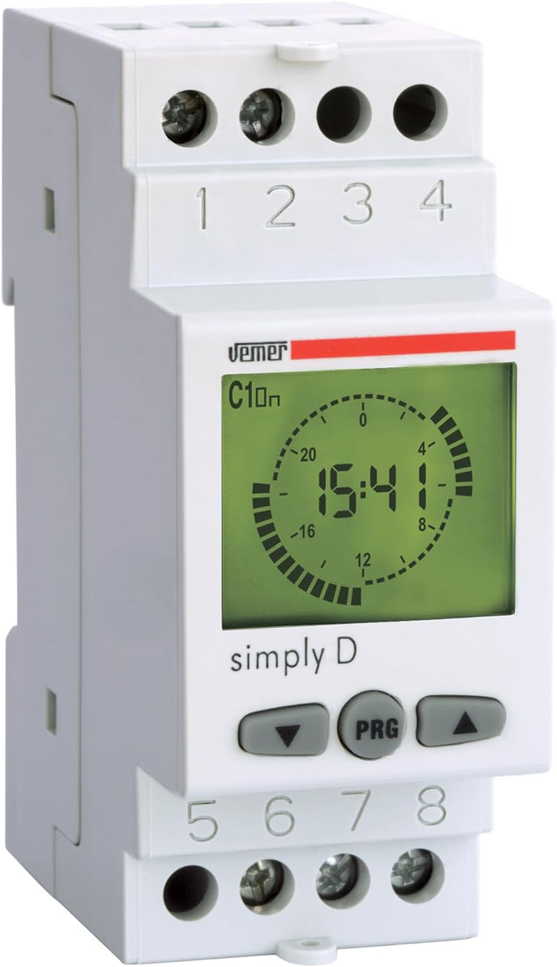 VEMER VE512000 Simply D Digitale Zeitschaltuhr mit Täglicher Programmierung, DIN-Schienenmontage, We