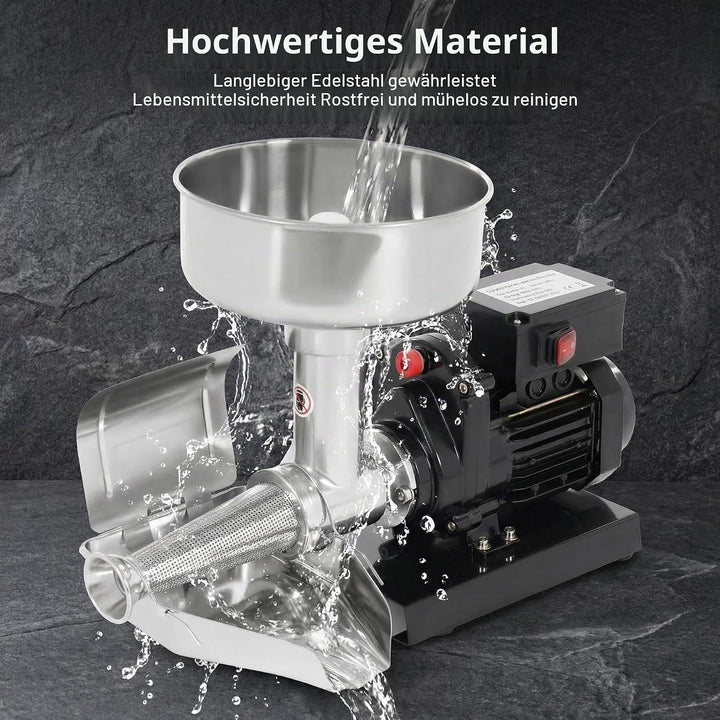 Tomatenpresse Elektrisch, 450W Tomatenpresse, 220V, Edelstahl, Kühlkörperlöcher für Ketchup, Blaubee