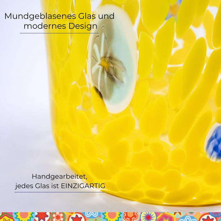 Gocce di Murano 6 Wassergläser, hergestellt nach der Tradition der Murano-Handwerker, mundgeblasenes