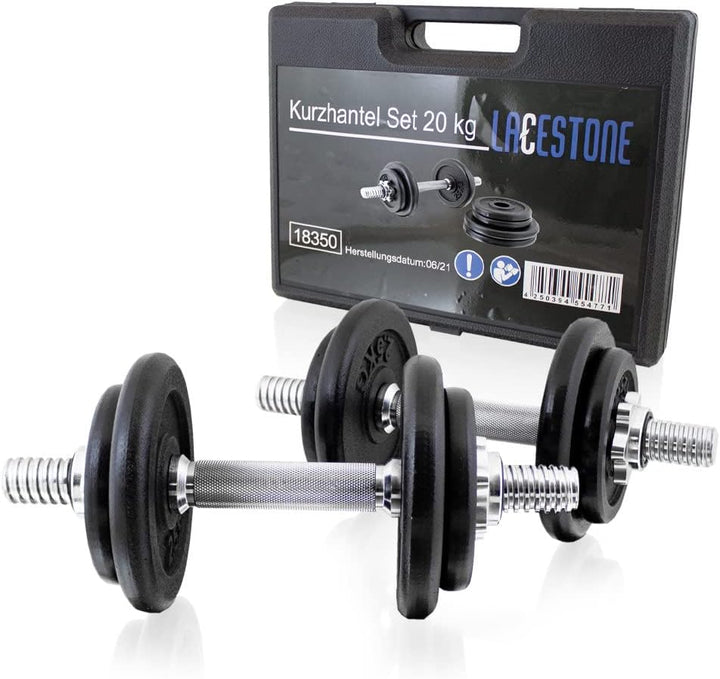 Lacestone 20Kg Kurzhantel Set Hanteln Krafttraining Hantelset mit Gewichte aus Gusseisen und Sternve