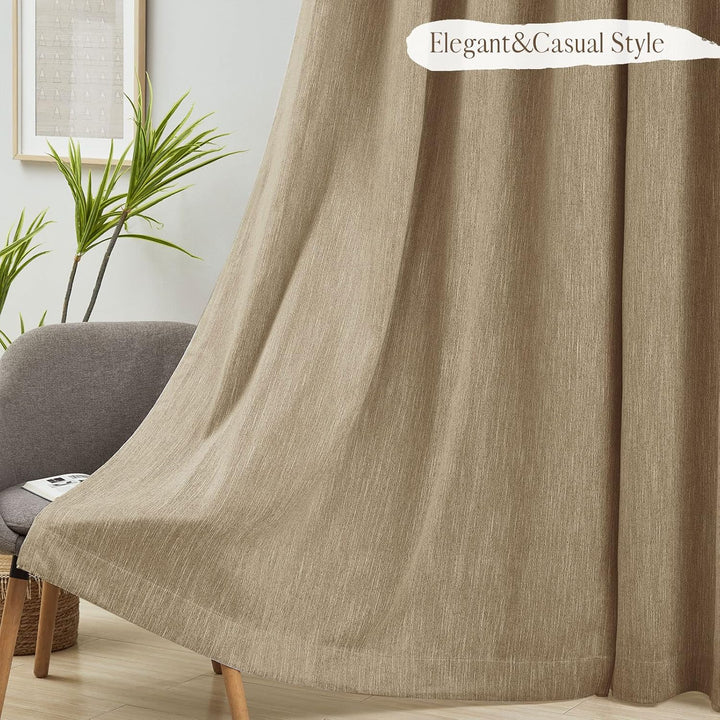 Melodieux Vorhänge Verdunkelung Gardinen Blickdicht Leinenoptik für Wohnzimmer kinderzimmer Schlafzi