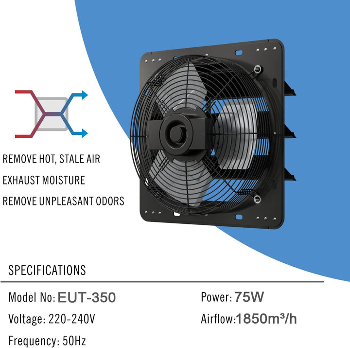 Aygrochy 350mm zu und abluftventilator, Industrie Wandventilator für Heizung, Kühlung, Booster, Wach